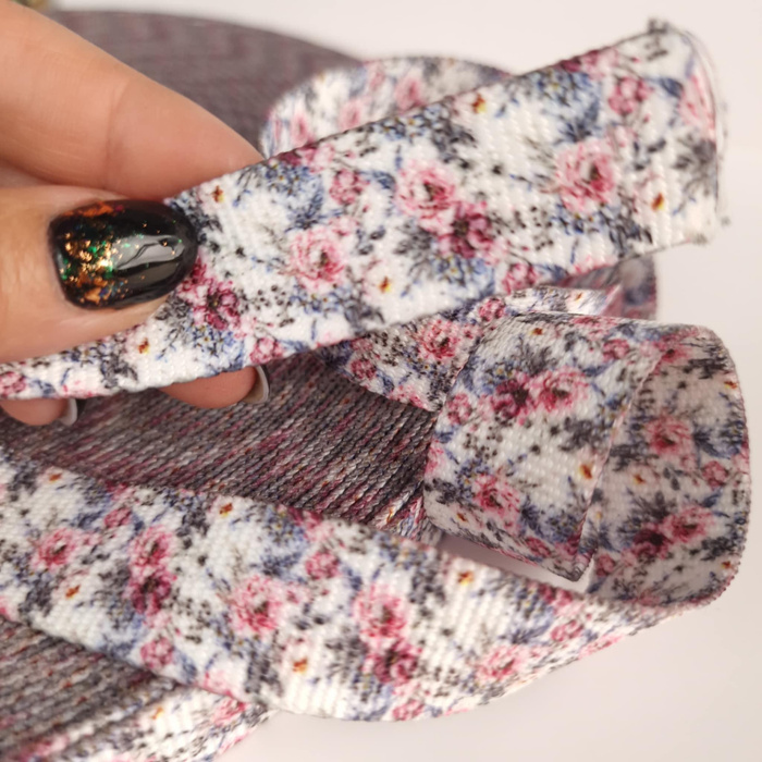 Webbing Tape with Print 25mm -   WATERCOLOR BOUQUET