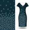 BLUE LEAVES - dress panel crepe