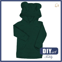 KID'S HOODIE TEDDY (PARIS) - MELANGE BOTTLE GREEN - sewing set (110/116)