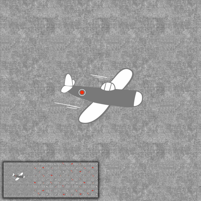 SAMOLOT (SAMOLOTY) / ACID WASH SZARY - PANEL PANORAMICZNY (60 x 155cm)