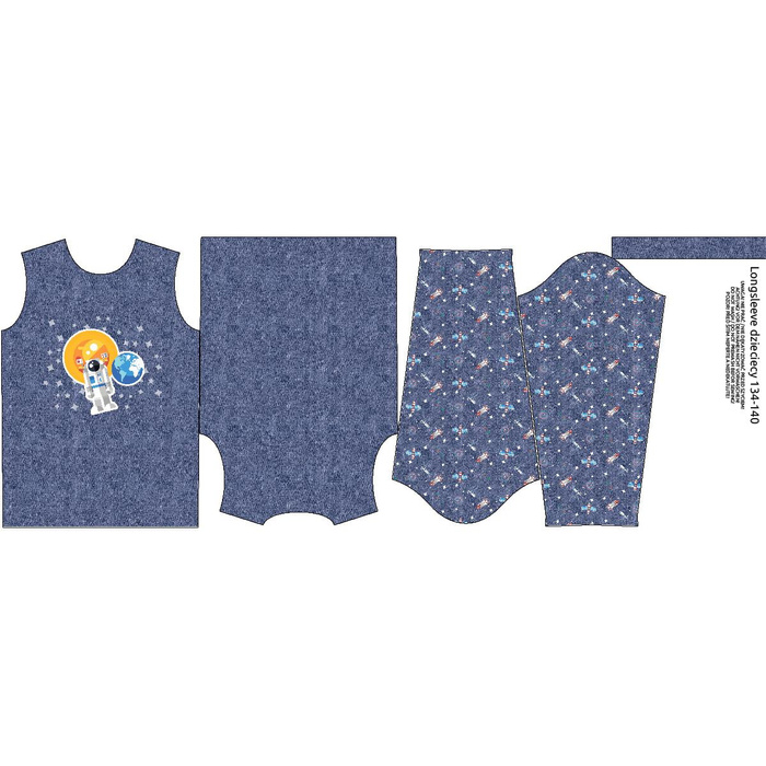 Longsleeve - ASTRONAUT (SPACE EXPEDITION) / ACID WASH DARK BLUE - single jersey (134/140)