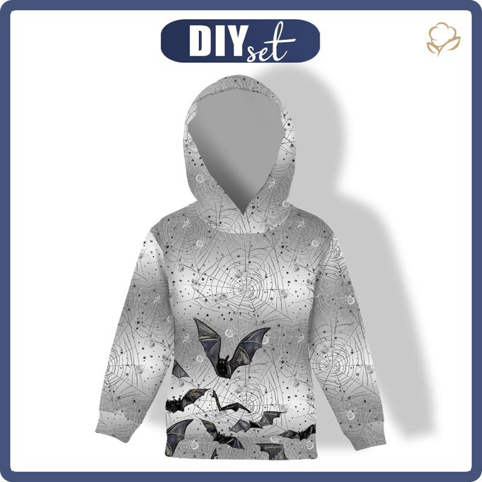 DĚTSKÁ MIKINA S KAPUCÍ (ALEX) - NETOPÝŘI (ZAČAROVANÁ NOC) - teplákovina 134/140