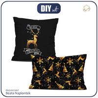 DEKO-KOPFKISSEN - GOLDENE HIRSCHE / schwarz