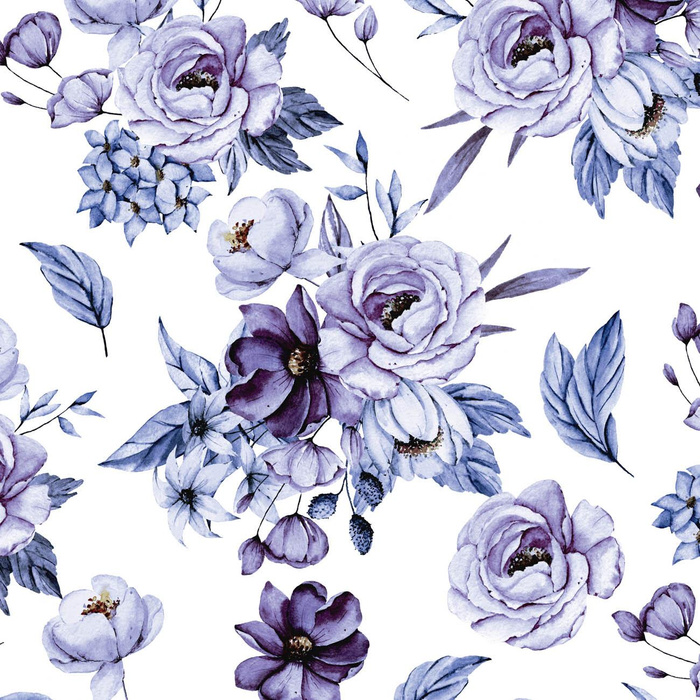 WATERCOLOR BOUQUET Pat. 2 (Very Peri) - single jersey with elastane 