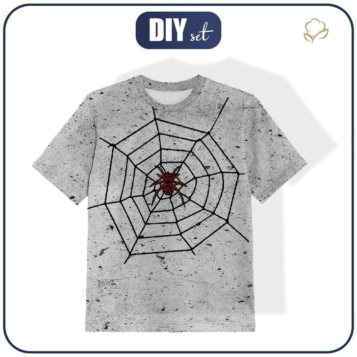 KINDER T-SHIRT- ROTE SPINNE / beton - Single Jersey (116-122)