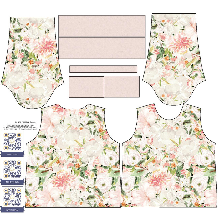 DÁMSKÁ MIKINA (HANA) BASIC - PASTELOVÁ ZAHRADA - teplákovina XXXL