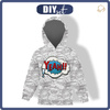 KID'S HOODIE (ALEX) - COMIC BOOK / yeah (blue - red) - looped knit fabric (146/152)