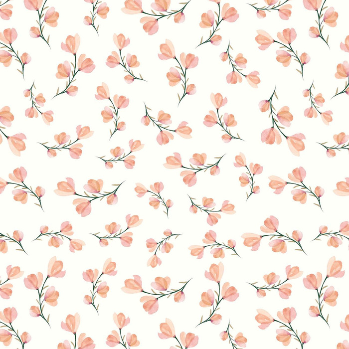 PINK FLOWERS PAT. 4 / white - looped knit fabric