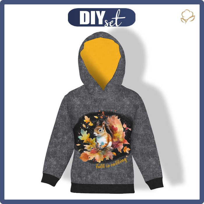 KINDER HOODIE (ALEX) - WATERCOLOR SQUIRREL - Nähset (110/116)