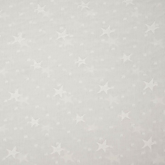 STARS / white - Embroidered cotton fabric