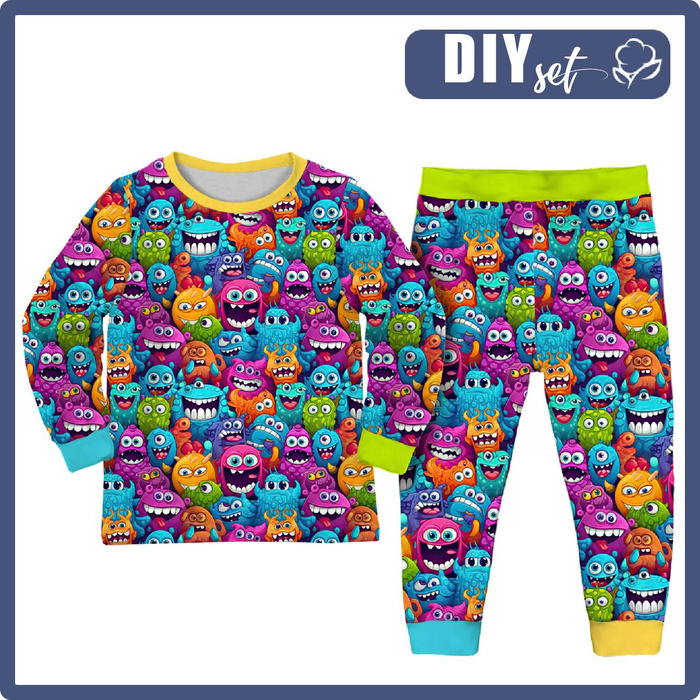 KINDERPYJAMAS "MIKI" - CRAZY MONSTERS M. 3 - Nähset (146/152)
