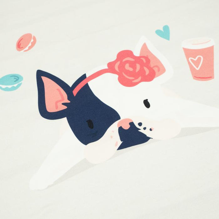 Dog with headband (J'adore Paris) / peach - panel looped knit 