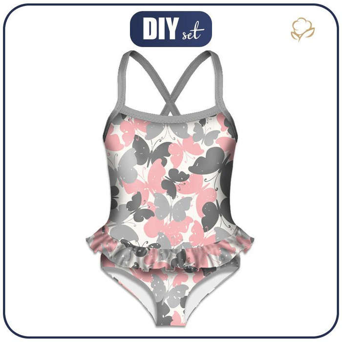 Girl's swimsuit - BUTTERFLIES PINK 134-140