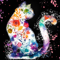 WATERCOLOR CAT PAT. 2 - panel (75cm x 80cm) Waterproof woven fabric