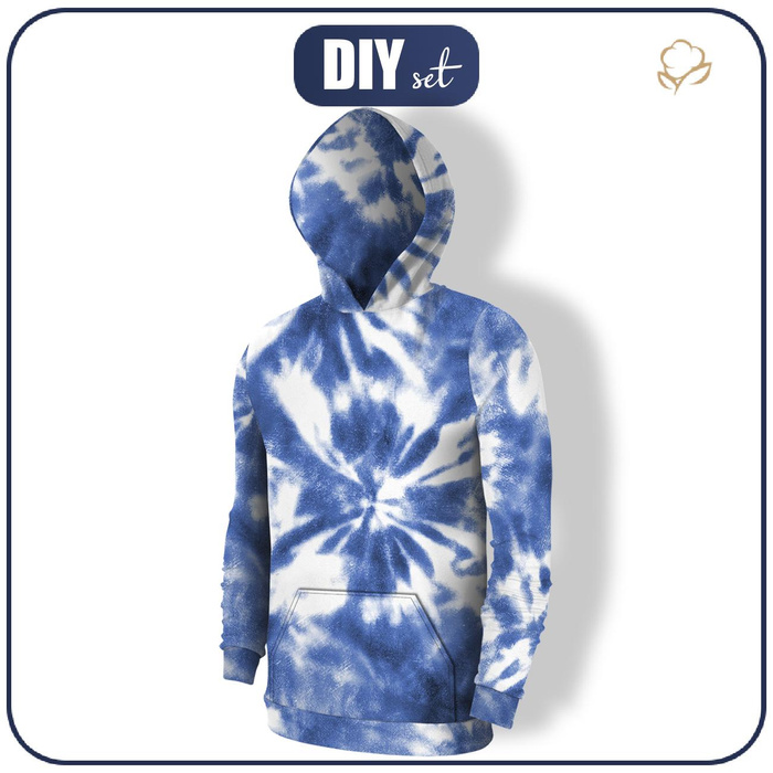 MEN’S HOODIE - BATIK pat. 2 / classic blue - sewing set M