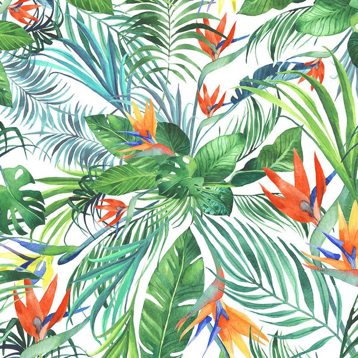 PARADISE JUNGLE / white - Waterproof woven fabric