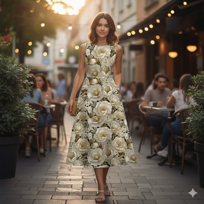 FLOWERS - Cloud Dancer WZ.4 - looped knit fabric