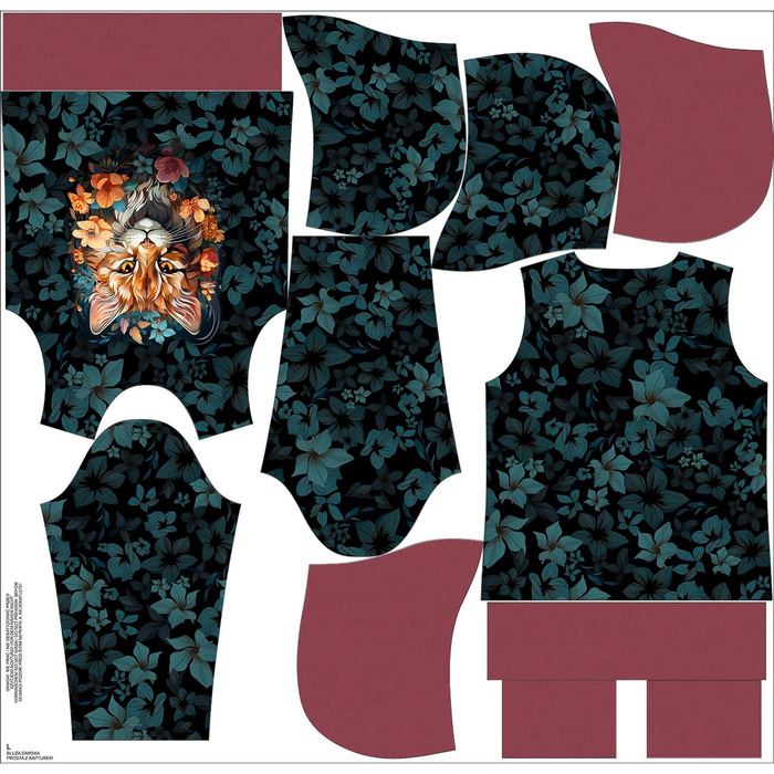 CLASSIC DAMEN HOODIE (POLA) - Animals mandala wz.12  - Nähset S