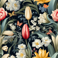 SPRING FLOWERS VZ. 2 - teplákovina počesaná s elastanem ITY