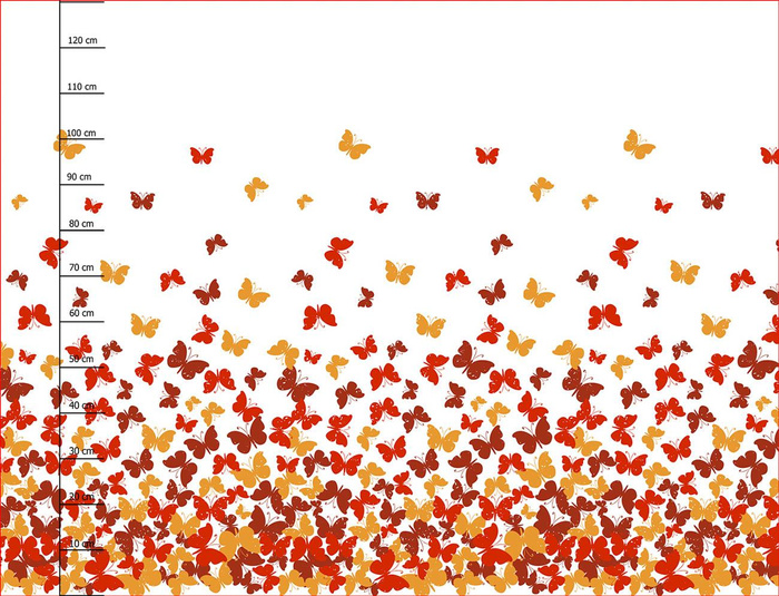 BUTTERFLIES AURORA RED - dress panel Cotton muslin