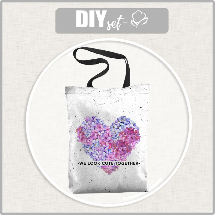 SHOPPER BAG - WE LOOK CUTE TOGETGER - Cotton woven fabric - sewing set
