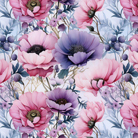 PASTEL FLOWERS WZ.17 - looped knit fabric