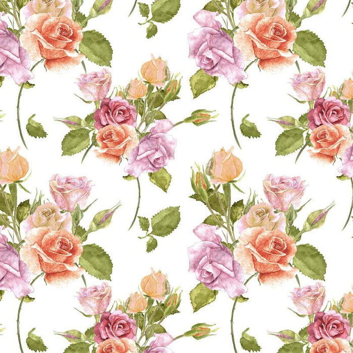 PASTEL ROSES pat. 2 (BLOOMING MEADOW) - Cotton muslin