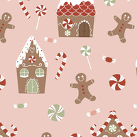 LEBKUCHENHAUS (WEIHNACHTSLEBKUCHEN) / altrosa - Baumwoll Webware