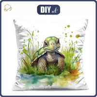 POLŠTÁŘ 45x45 - WATERCOLOR TORTOISE - Bavlněná tkanina - Sada šití