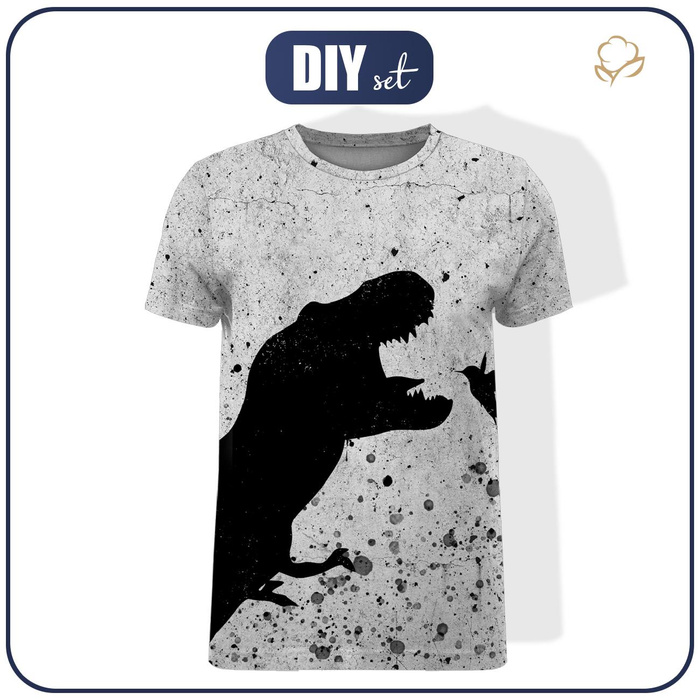 HERREN T-SHIRT - SCHWARZER DINOSAURIER - Single Jersey XXL