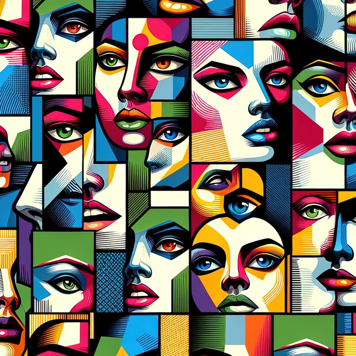 FACES PAT. 1 - Leinen 100%