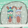 WINTER BUNNIES / mint - panel looped knit 
