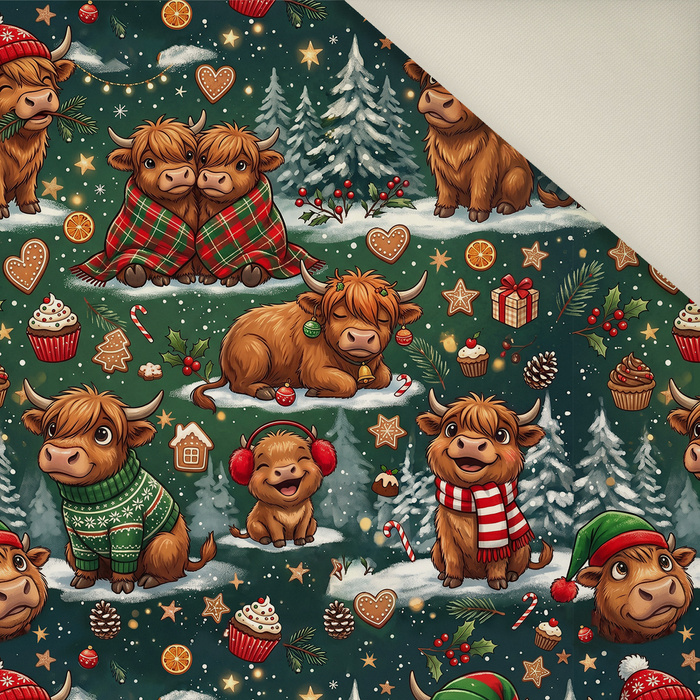 CHRISTMAS HIGHLAND COWS - Polster- Velours