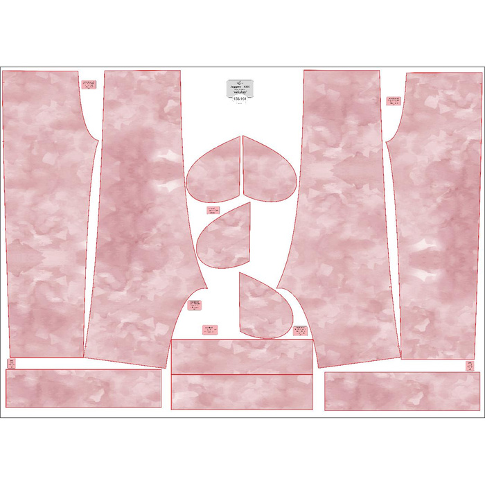 KID'S JOGGERS (ROBIN) - CAMOUFLAGE pat. 2 / rose quartz - sewing set (158/164)