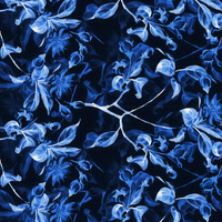 APPLE BLOSSOM pat. 1 (classic blue) / black  - looped knit fabric with elastane
