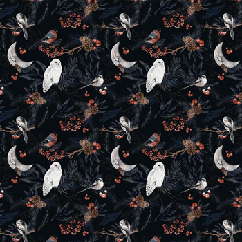 WINTER BIRDS pat. 2 (WINTER IN PARK) - Waterproof woven fabric