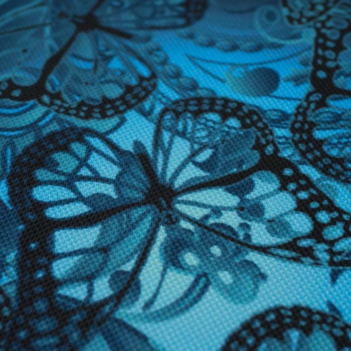 LACE BUTTERFLIES / blue - Waterproof woven fabric