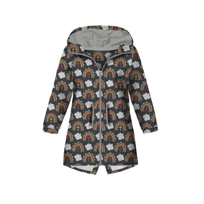 KIDS PARKA (ARIEL) - VALENTINE'S RAINBOW pat. 2 / graphite (RAINBOWS AND HEARTS) - softshell (98/104)