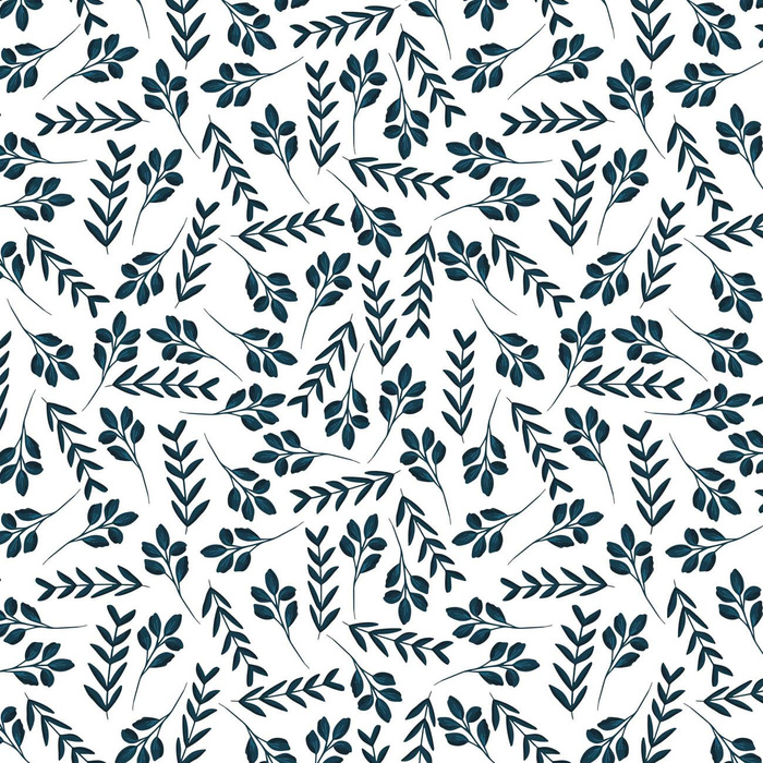 SMALL LEAVES pat. 2 / white - Cotton woven fabric