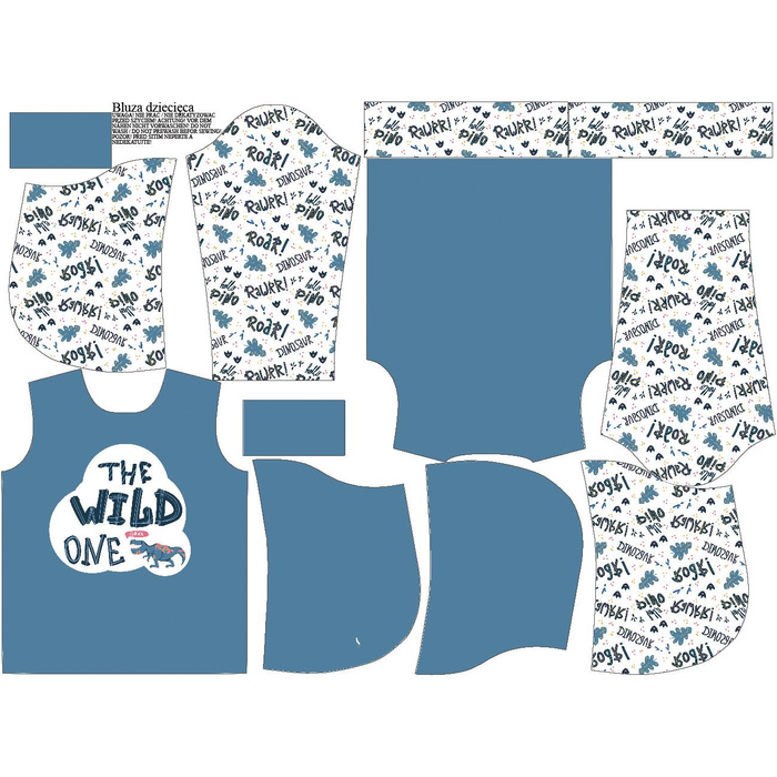 KID'S HOODIE (ALEX) - DINO / THE WILD ONE - looped knit fabric (86/92)