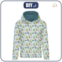 CLASSIC WOMEN’S HOODIE (POLA) - CHRISTMAS TREES AND PRESENTS (CHRISTMAS SEASON) - looped knit fabric