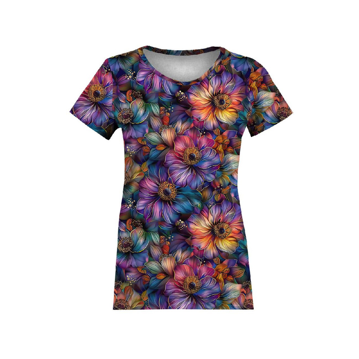 COLORFUL FLOWERS WZ. 1 - dzianina pętelkowa z elastanem ITY