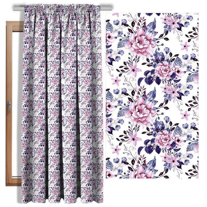 WILD ROSE FLOWERS PAT. 1 (BLOOMING MEADOW) (Very Peri) - Cotton muslin