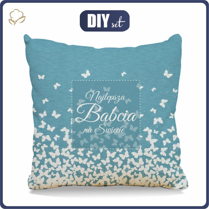 PILLOW 45x45 - NAJLEPSZA BABCIA NA ŚWIECIE / butterflies - sewing set