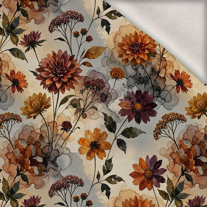 AUTUMN FLOWERS WZ. 27 - teplákovina počesaná s elastanem ITY