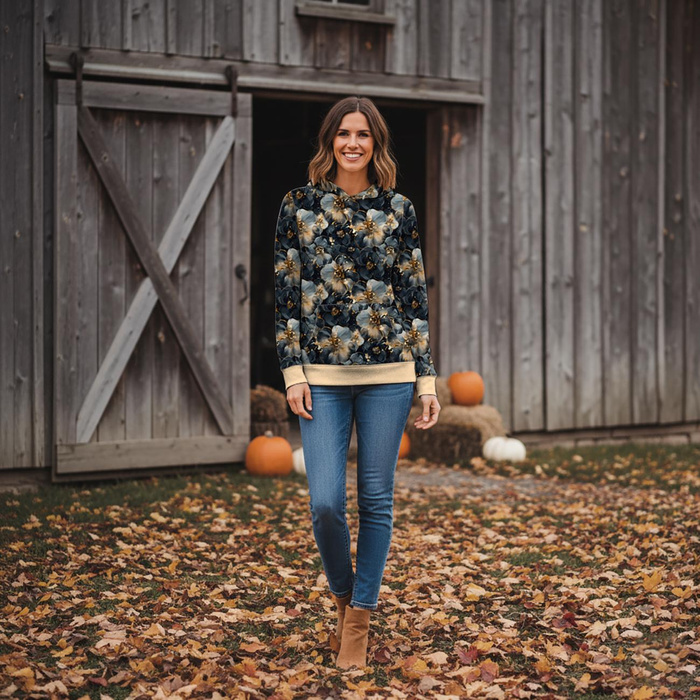 CLASSIC WOMEN’S HOODIE (POLA) - FLOWERS WZ.58 - sewing set S