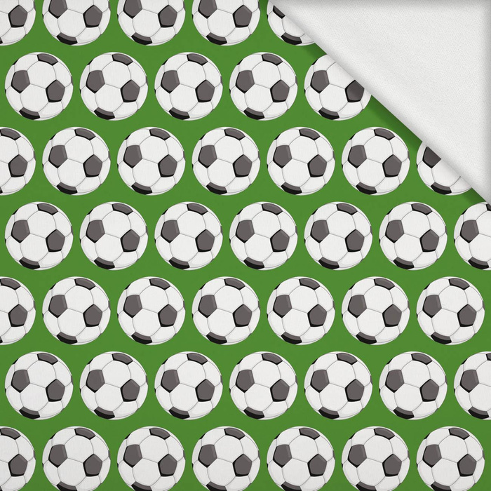 FOOTBALLS pat. 3 / green - looped knit fabric with elastane ITY