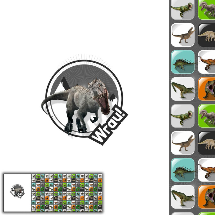 DINO KACHELN MST. 4 / Tyrannosaurier - SINGLE JERSEY PANORAMISCHES PANEL