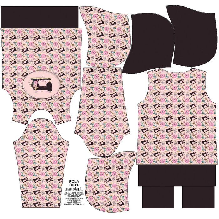 BLUZA DAMSKA (POLA) CLASSIC Z KAPTUREM - RETRO MASZYNY Wz. 1 / różowy - dzianina pętelkowa XL