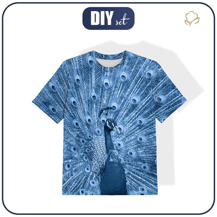 KINDER T-SHIRT- PFAU (CLASSIC BLUE)- Single Jersey (128-134)